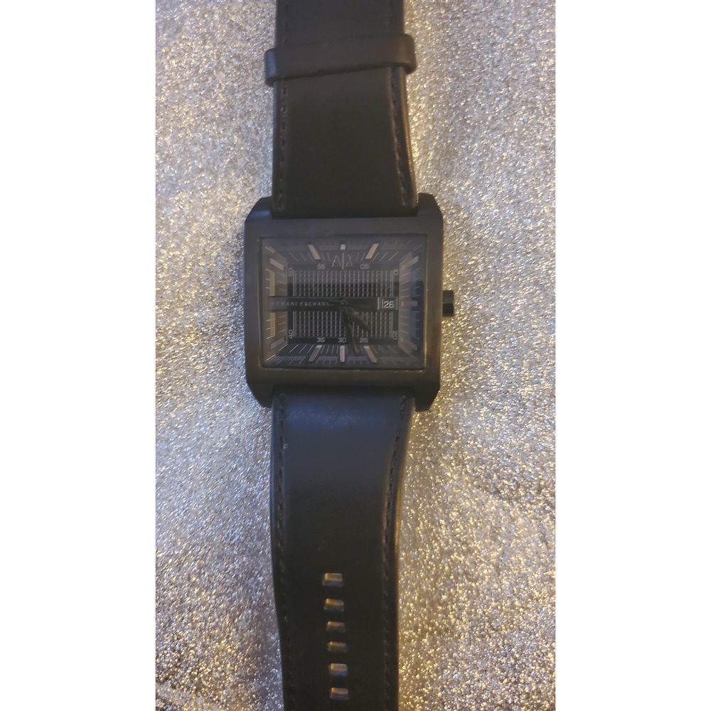 Armani Exchange Mens Leather Rectangular Watch - image 2